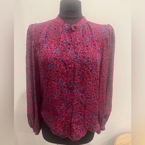 Veronica Beard Pink and Blue Floral Blouse